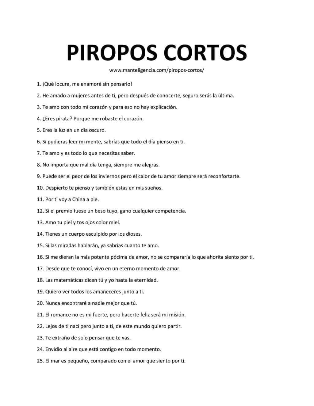 List Descargable De Piropos Cortos