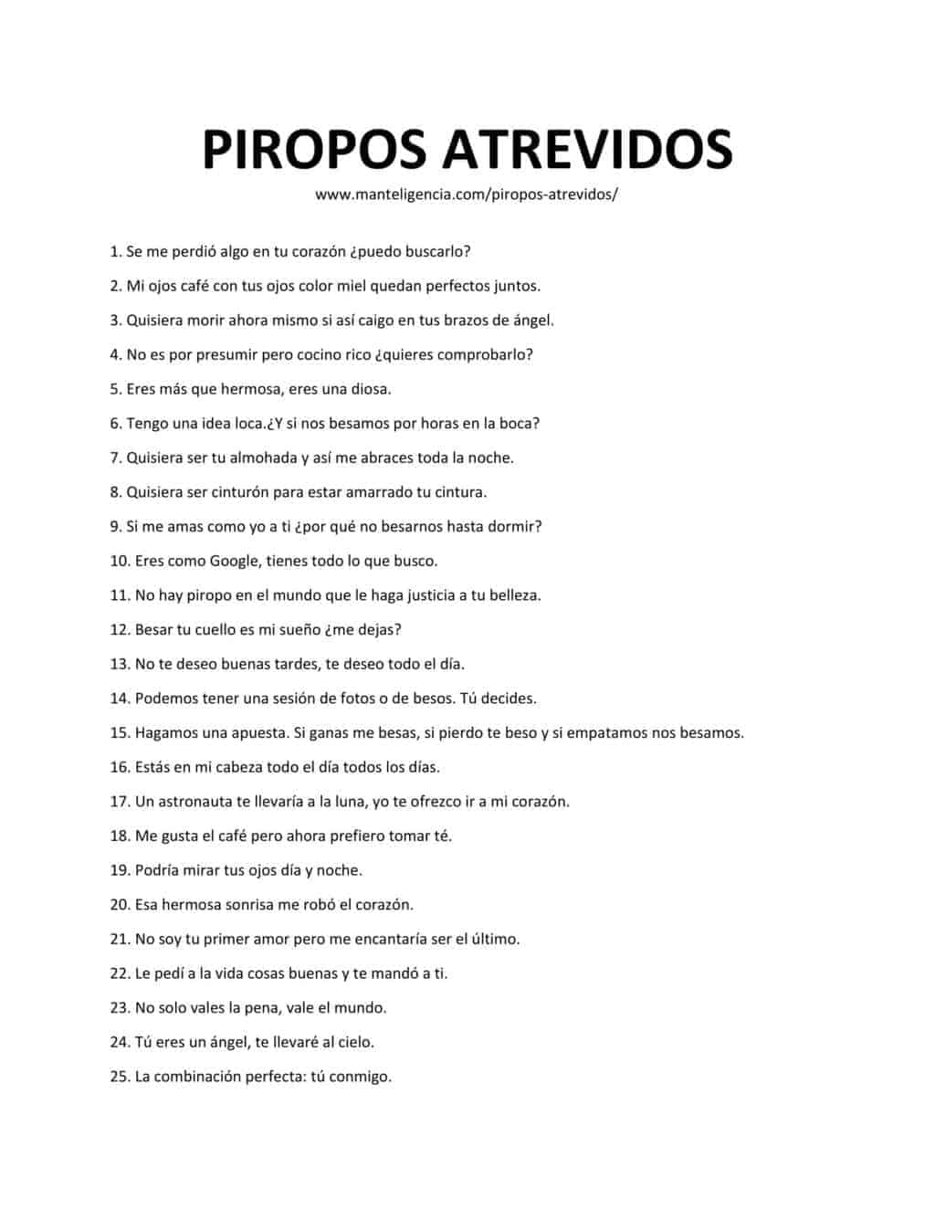List Descargable de Piropos Atrevidos